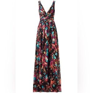 Badgley Mischka Floral Chiffon Gown